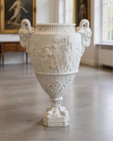 Monumental François Girardon? Carved Marble Palace Urn with Classical Relief 18th Century