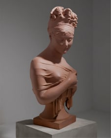 Terracotta 24" Bust of Juliette Récamier" After Jean-Antoine Houdon