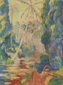 French Impressionist Oil on Canvas Painting Early 20th Century No Signature Evident