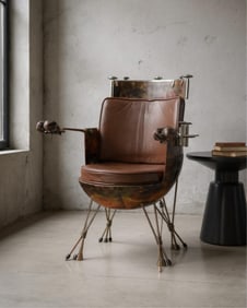 Alain Aparicio Copper and Brass Kettle Drum–Form Timpani Armchair