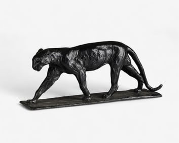 Rembrandt Bugatti Signed Bronze Walking Leopard Sculpture, Early 20th Century