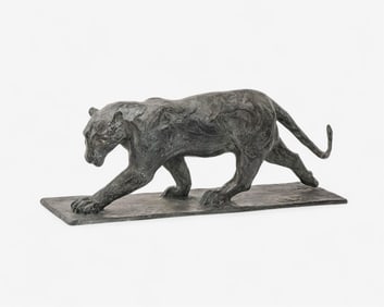 Rembrandt Bugatti Signed Bronze Walking Panther Sculpture, Early 20th Century