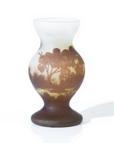 Galle Acid-Etched Triple Layer Cameo Art Glass Vase, Circa 1900, Signed