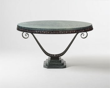 Raymond Subes signed, Edgar Brandt style, Wrought Iron Center Table Signed Rs