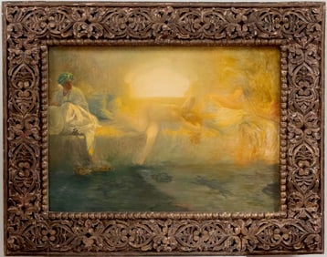 Henri Leriche Signed Oil on Canvas Painting in Fantastic Frame Circa 1900
