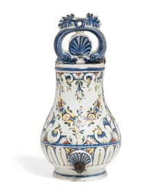 18th Century France, Hand Painted Earthenware Fountain