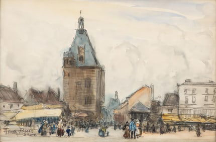 Frank Boggs “Dreux, the Belfry" Mixed Media Watercolor Painting, Signed