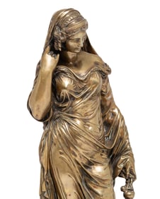 Eugène Louis Lequesne Signed 18" Tall Bronze Sculpture, Vestal Virgin, 19th Century