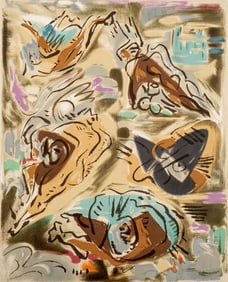 Andre Masson, Signed, Untitled VII, Limited Edition Color Lithograph, 1985