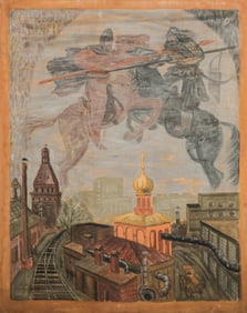 Anatoly Viktorovich Anfilov Signed Oil on Canvas Painting, 1980