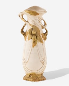 Art Nouveau Royal Dux 12" Porcelain Floriform Vase, Early 20th Century