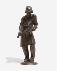 Very Rare and Historical Jaroslav Vonka Cubist Bronze Soldier Sculpture, Wroclaw, 1925