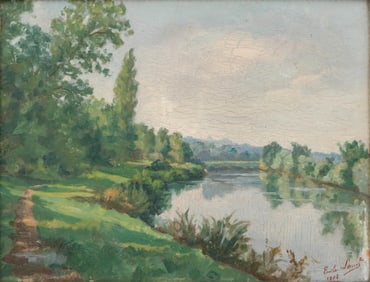 Emile Louis Signed Landscape Oil Painting, 1908
