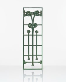 Hector Guimard & Saint Dizier Foundry, Art Nouveau Green Lacquered Cast Iron Window Panel, Circa