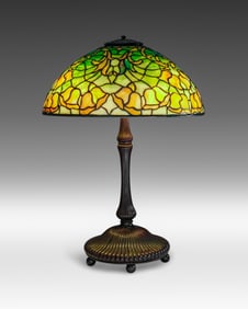 Tiffany Studios New York ‘Bellflowers’ Signed Art Nouveau Leaded Glass Table Lamp, Circa 1915