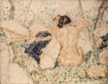 Carlo Cherubini (1897-1978) Pastel on Paper Drawing / Painting Signed
