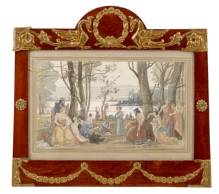 Puvis De Chavannes (or Studio), Pastoral Scene, Signed and Dated 1887, Watercolor Painting