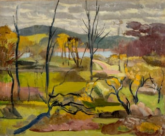 Charles Burchfield. Attrib.Modern School Landscape Oil Painting