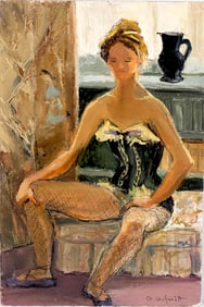 Gilberte Schmitt, Ballet Dancer Oil on Canvas Painting, Signed