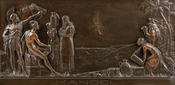 German School, Late 19th Century – Bronze Relief Panel “Handel" (Commerce), Allegory of Trade