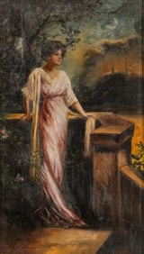 Melissa Baker Thompson Signed Oil on Canvas Painting, Circa 1900