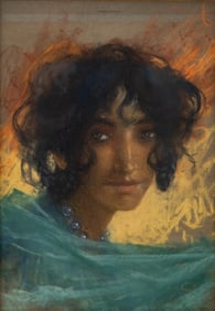Lucien Lévy-Dhurmer Pastel on Paper Painting, Art Nouveau Early 20th Century
