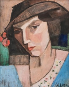 Signed Andre Lhote Cubist Oil on Paper Painting Circa 1950-1960