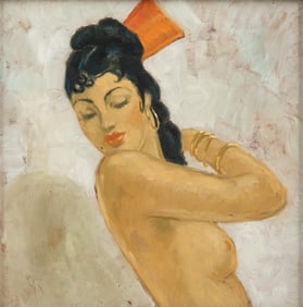 Portrait of a Spanish Dancer, Oil on Cardboard Painting, Circa 1930's