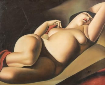 Signed Art Deco Oil on Canvas Painting