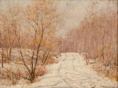 Clark Greenwood Voorhees Signed Tonalist Snow Landscape, Circa 1900