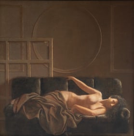 Igor Bitman, “Echo in the Painter’s Studio," 1997, Signed Oil on Canvas Painting, 47x 47 in.