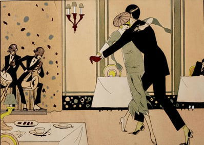 Ettore Tito Signed Art Deco Watercolor Painting