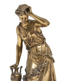 Henri Honoré Plé Signed Tall Gilded Bronze Sculpture, 19th Century