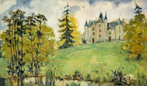 Signed Dehelly French Landscape Oil on Canvas Painting, 20th Century