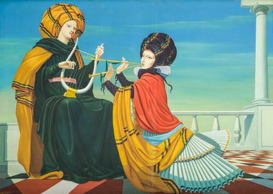 Alessandro Maggiora Vergano Signed Monumental Surrealist Oil on Canvas Painting