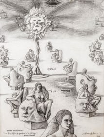 Jean-Pierre Alaux Signed, Between Two Infinities, 2017 Graphite Drawing on Paper