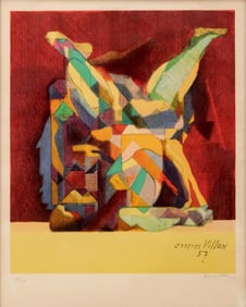 Jacques Villon Signed Cubist Lithograph “The Fight," 1957, Edition 186/250