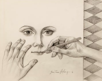 Jean-Pierre Alaux, Face Sketch, Signed Graphite Drawing