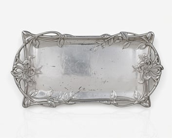 Christofle Gallia Art Nouveau Silver-Plated ‘Honeysuckle’ Tray, Early 20th Century