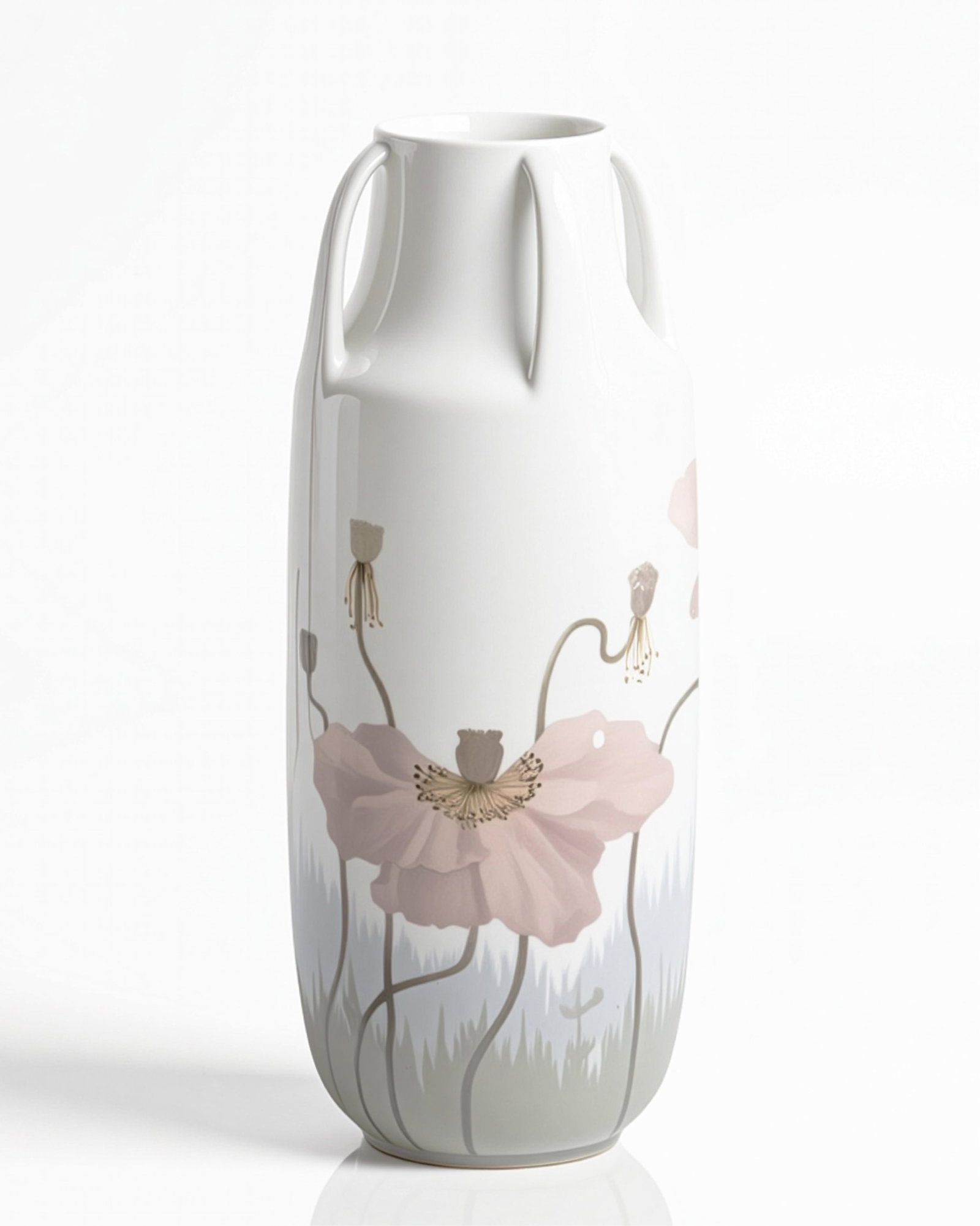 Royal Copenhagen Art Nouveau Porcelain Vase with Openwork Handles and Poppy Motif (1 of 8)