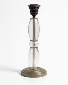 Jacques Adnet Style Mid-Century Glass and Chrome Table Lamp Base