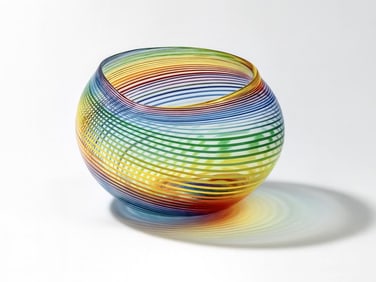 Large Contemporary Hand-Blown Studio Art Glass Bowl