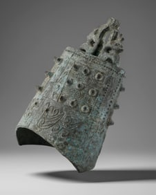 Archaic Chinese Ritual Bronze Bell With Animal Relief, Possibly Zhou or Shang Dynasty