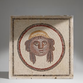 Ancient Mosaic Tiles, Pompeii Mask Motif of Antiquity