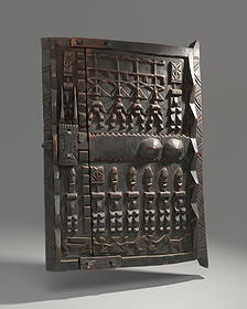 Dogon, Mali, Antique, Antique Carved Wooden Senufo Granary Door: Keywords: African Tribal Art, Primitivist Movement, Ethnographic Art, Traditional West African Carving, Pre-Colonial Design, Symbolic Relief Art, Dogon style, Senufo style, Bamana style, carved hardwo