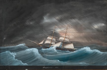 "Seaflower" Chinese Export Nautical Ship Painting, Dated 1858