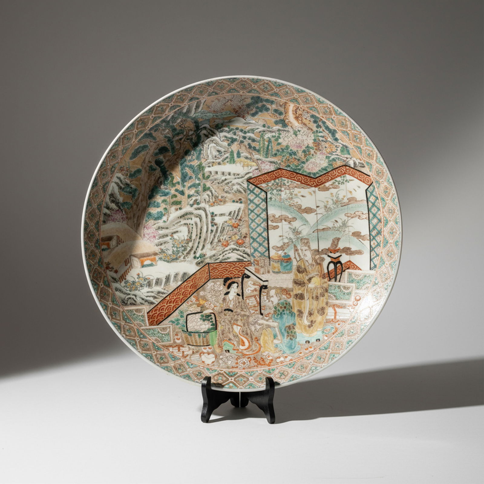 Large Meiji Japanese Signed 18" Hand Painted 19th Century Porcelain Centerpiece Charger (1 of 11)