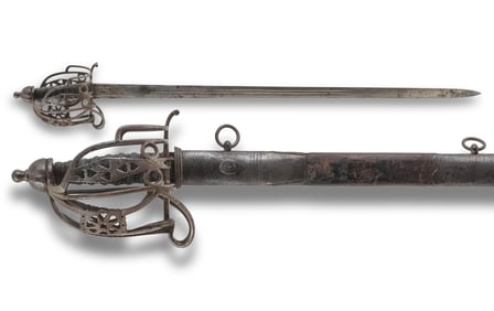 Scottish Basket-Hilt Broadsword with Scabbard, Late 18th Century