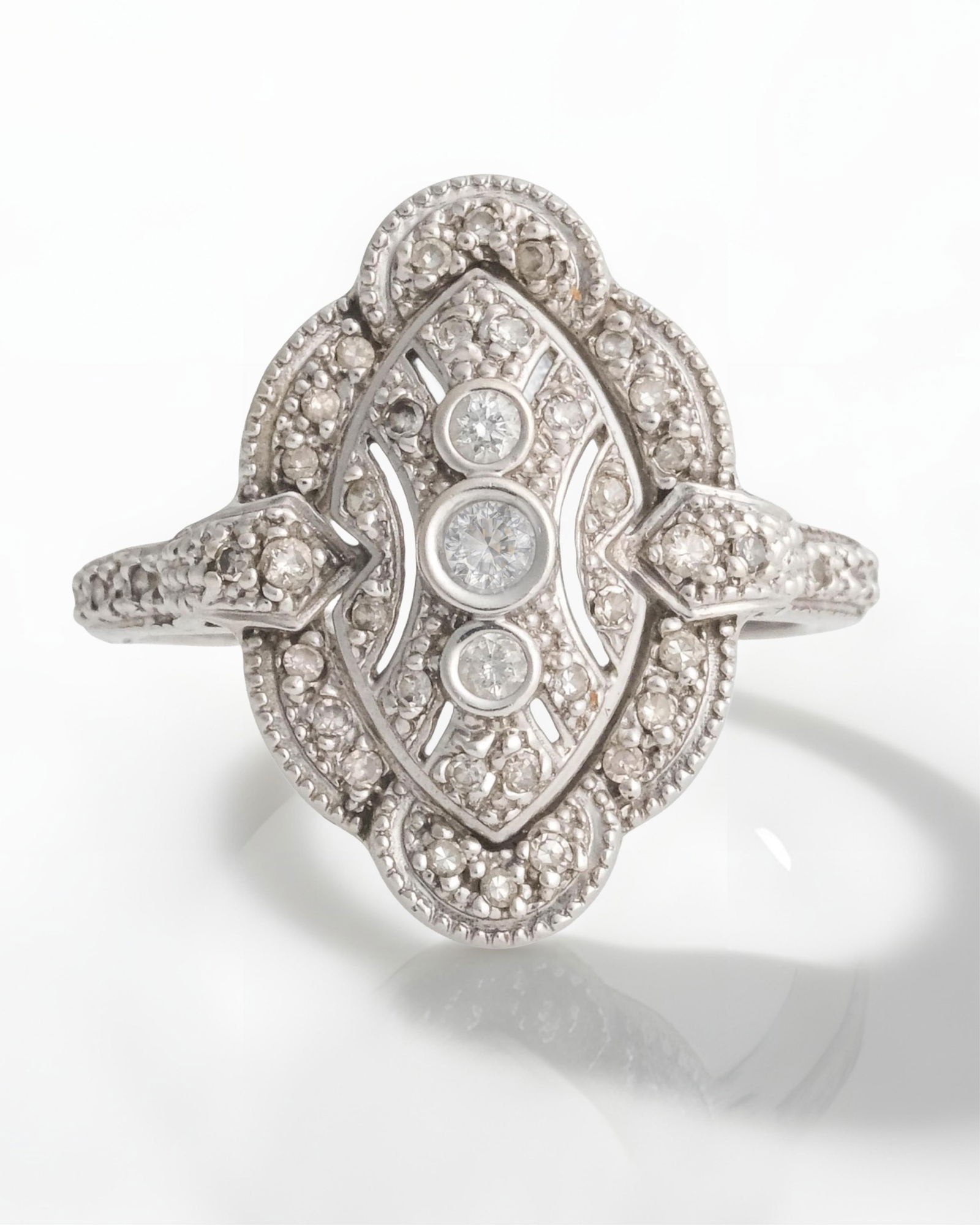 Art Deco Style 14K Gold and Diamond Ring (1 of 6)