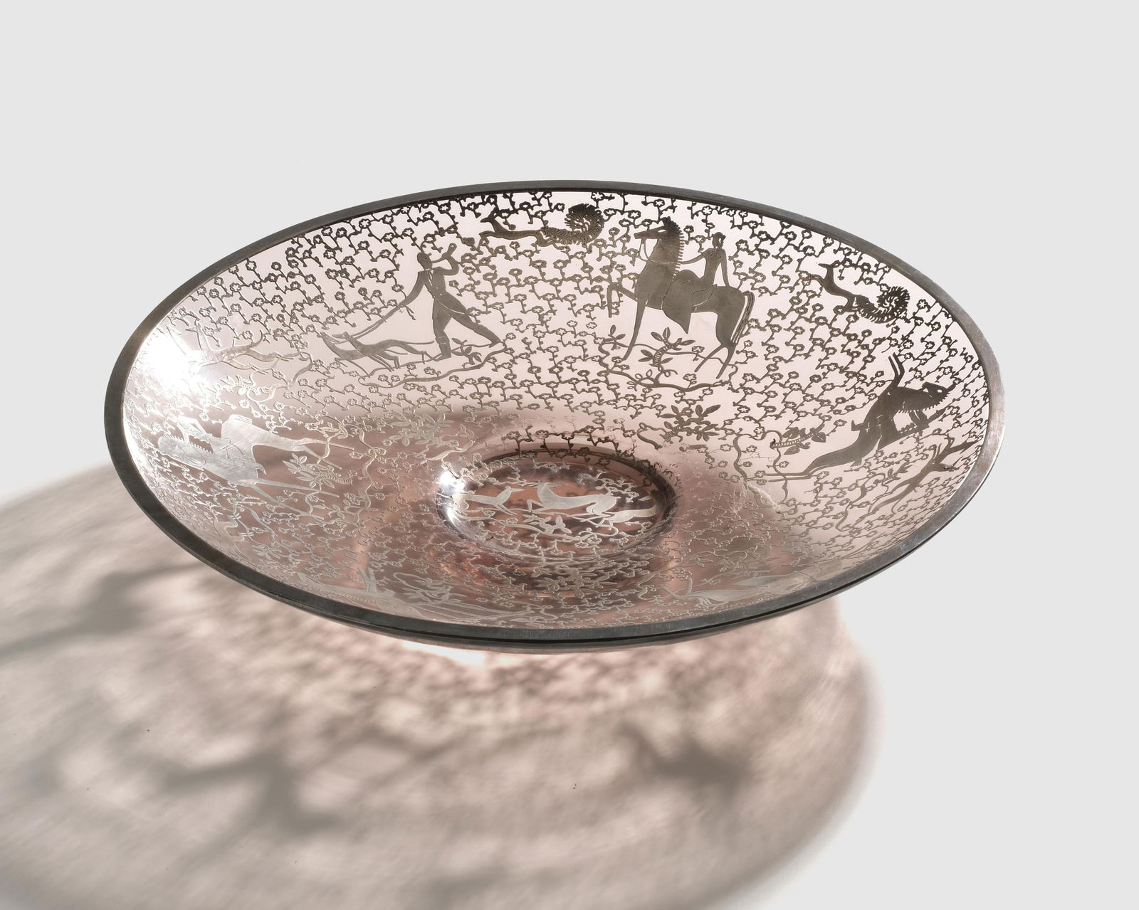 Mid Century Art Glass Centerpiece with Silver Design, 20th century (1 of 10)